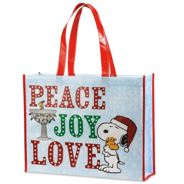 CHRISTMAS Reusable Tote Bag 19" X 18" X 7" SANTA WITH PENGUIN FRIEND